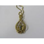 ART NOUVEAU DESIGN FLORAL PENDANT on boxlink chain, both tests 18ct, approx 9.8 grams