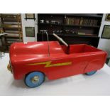 VINTAGE CHILD'S PEDAL CAR, red enamelled body, 88cm length