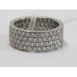 HEAVY DIAMOND SET PLATINUM FULL ETERNITY RING, size L/M, bright well matched diamonds of good colour