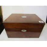 VICTORIAN ROSEWOOD VANITY BOX, fitted interior with flush base drawer, 32cm width