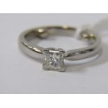 PLATINUM & DIAMOND SOLITAIRE RING, principal princess cut diamond in excess of 0.50ct, good colour