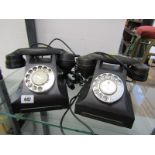 VINTAGE TELEPHONES, 2 black cased tabletop telephones