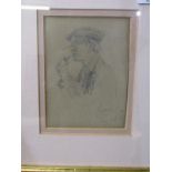 GEORGE PERCY JACOMB-HOOD, inscibed pencil portrait "James", 11cm x 9cm