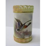 ROYAL WORCESTER SPILL VASE, cylindrical spill vase decorated with Flying Ducks, pattern no 689, 8.