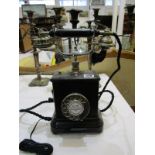 VINTAGE TELEPHONE, Eurpean black enamelled, table top telephone with chrome "Kristian Kirks