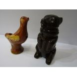 FOLK ART, 19th Century slipware pottery bird whistle; also Victorian Staffordshire pottery bear