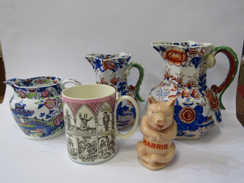 GILBERT & SULLIVAN WEDGWOOD COMMEMORATIVE MUG, also advertising Pig money box, Masons ironstone