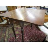 VICTORIAN PEMBROKE TABLE, mahogany narrow bodied single drawer pembroke table, tapering legs and