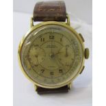 VINTAGE 18ct GOLD CASED CHRONOGRAPH WRIST WATCH by Olma, watch appears to be in working condition,