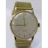 VINTAGE 9ct YELLOW GOLD ROLEX PRECISION MANUAL WIND WRIST WATCH, circa 1964, on 9ct yellow gold mesh