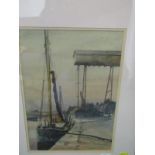 GEORGE S PERRIMAN, signed watercolour dated 1939, "Quayside Mooring", 34cm x 24cm