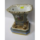 JACOB PETIT, 19th Century Paris porcelain square base jardiniere on stand, blue ground with gilt lio