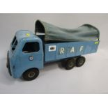 TIN PLATE TOY, blue enamelled RAF toy truck by L. Bros, 45cm length