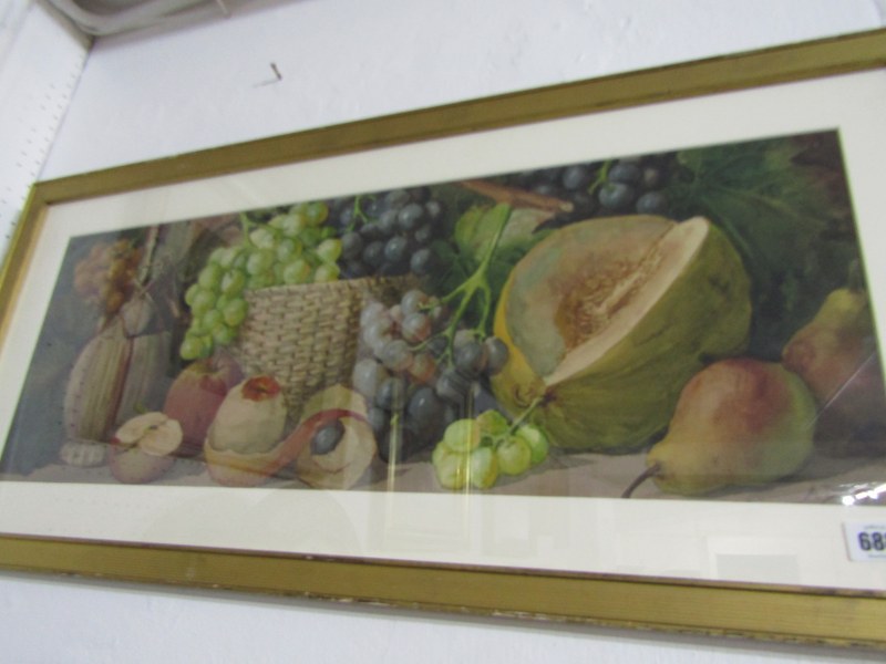 A.DUDLEY, signed watercolour "Still Life of Fruit and Basket", 24cm x 76cm - Image 8 of 8