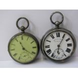 SILVER POCKET WATCHES, 2 silver cased key wind pocket watches, including the Improved Patent English