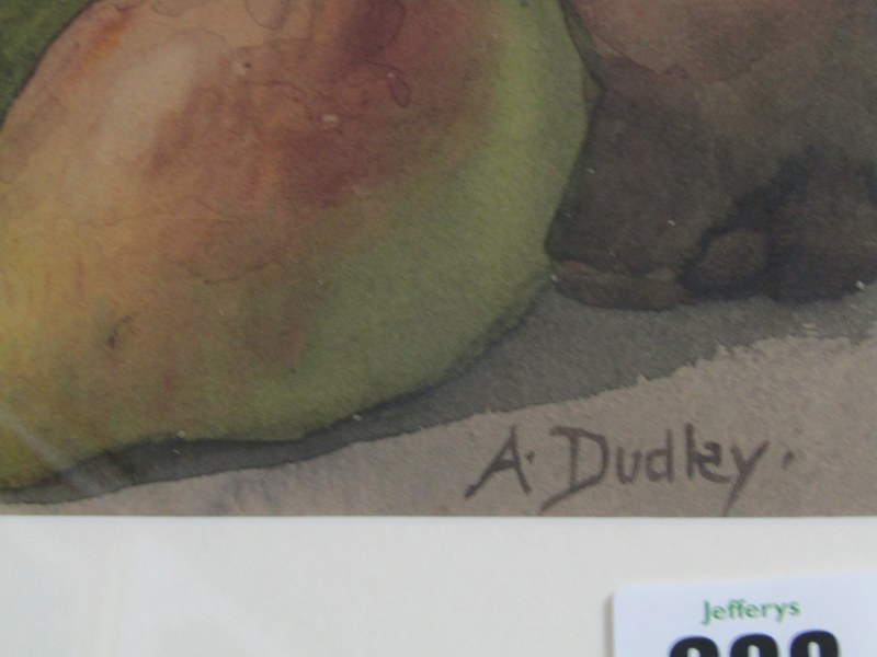 A.DUDLEY, signed watercolour "Still Life of Fruit and Basket", 24cm x 76cm - Image 6 of 8