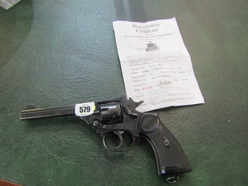 FIREARMS, Webley 0.38 revolver with deactivation certificate