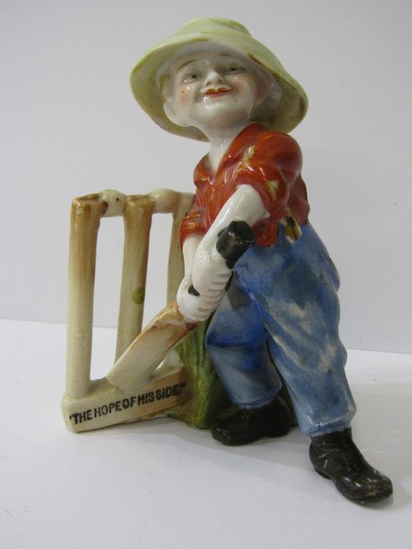CRICKET, an amusing porcelain figure "The Hope of His Side", 13cm height