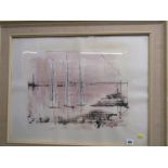 ALFRED BIRDSEY, signed watercolour "Bermudan Coastal Scene with Sailing Boats", 49cm x 64cm
