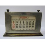 SILVER PERPETUAL CALENDAR, table top calendar with engine turned decoration, 13cm height, Birmingham