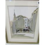 LESLIE GOODWIN, signed watercolour "Street Scene", 36cm x 27cm