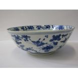 ORIENTAL CERAMICS, underglaze blue deep centre bowl, decorated with birds and butterfly within