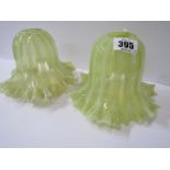 VASELINE GLASS, pair of Edwardian crinoline edge light shades, 12cm height