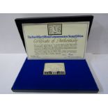 SILVER STAMP REPLICA INGOT, "1952-1977 Silver Jubilee" in presentation case, 73 grams