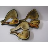 MEERSCHAUM DESIGN PIPES, 3 assorted Meerschaum style pipes, 1 form of a Cavalier, all with