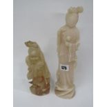 ORIENTAL CARVINGS, 2 Chinese 19th Century carved hardstone figures of Deities, 29cm height