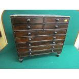 SPECIMEN CABINET, antique table top specimen cabinet of 4 short and 5 long graduated drawers, 39cm