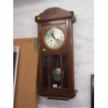 VINTAGE WALL CLOCK, glazed pendulum door satin finish dial hanging wall clock, 75cm height