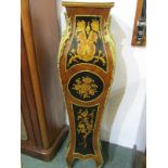 FRENCH DESIGN MARQUETRY VASE STAND, gilt metal applied mount floral marquetry panels, 113 cm height