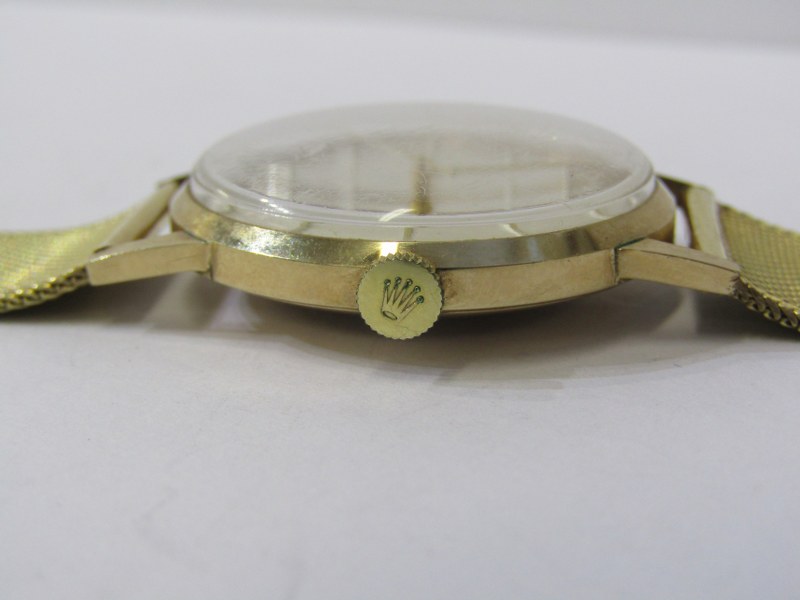 VINTAGE 9ct YELLOW GOLD ROLEX PRECISION MANUAL WIND WRIST WATCH, circa 1964, on 9ct yellow gold mesh - Image 6 of 8