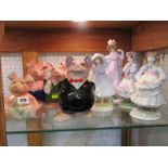 NAT WEST PIGGY BANKS, family of 4 Wade piggy banks, together with Royal Worcester limited edition