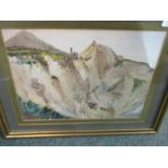 GEORGE S PERRIMAN, watercolour dated 1938 "Cornish China Clay Pit, Whitemoor", 19cm x 26cm