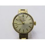 9ct YELLOW GOLD LADIES OMEGA WRIST WATCH with manual wind movement, appears to be in working