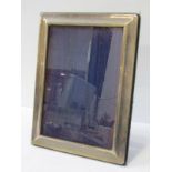SILVER PHOTO FRAME, a plain rectangular easel photo frame, 21cm height