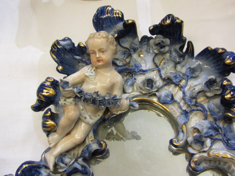 CONTINENTAL PORCELAIN, pair of 19th Century amorini and floral encrusted girandoles, 47cm height - Bild 7 aus 10