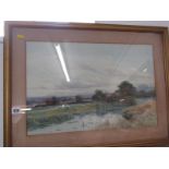 GEORGE OYSTON, signed watercolour dated 1922 "English Pastoral Landscape with Sheep grazing", 34cm x