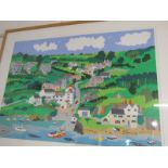 RICHARD SIDNEY LODEY, signed gouache "Across the River to Bodinnick", 59cm x 83cm