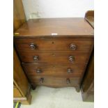 VICTORIAN CHEST FACADE bedroom commode, mahogany knop handles with splayed bracket feet, 52cm width