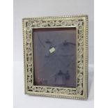 VICTORIAN SILVER PHOTO FRAME, ornate floral rectangular bordered easel photo frame, 23cm height,