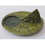 18th CENTURY POCKET SUNDIAL COMPASS by I. Coggs, finely engraved oval brass sundial plate with