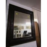 MIRROR, carved oak rectangular wall mirror, 64cm height