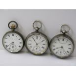 3 x SILVER CASED POCKET WATCHES, key wind pocket watch retailed by Fattorini & Sons of Bradford,