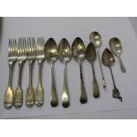 SILVER CUTLERY, collection of assorted silver cutlery including preserve shovel and caddy spoon,