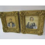 19th CENTURY PORTRAITS, pair of early 19th Century miniature watercolour portraits, 12cm x 11cm