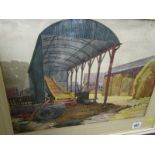 GEORGE PERRIMAN, signed watercolour dated 1940 "Farmyard Barns", 28cm x 38cm