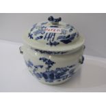 ORIENTAL CERAMICS, 18th Century Chinese blue and white pot and cover, decorated birds, flowers and